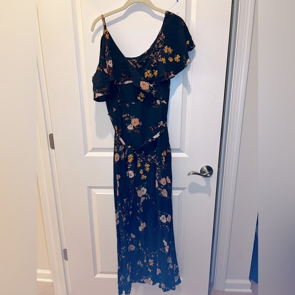 Sanctuary One Shoulder Blue Floral Maxi Dress Size Large - Picture 1 of 13
